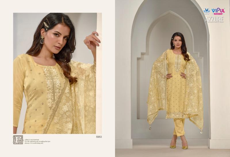 	Vipul Azzure Soft Organza Designer Salwar Suits wholesale catalog
