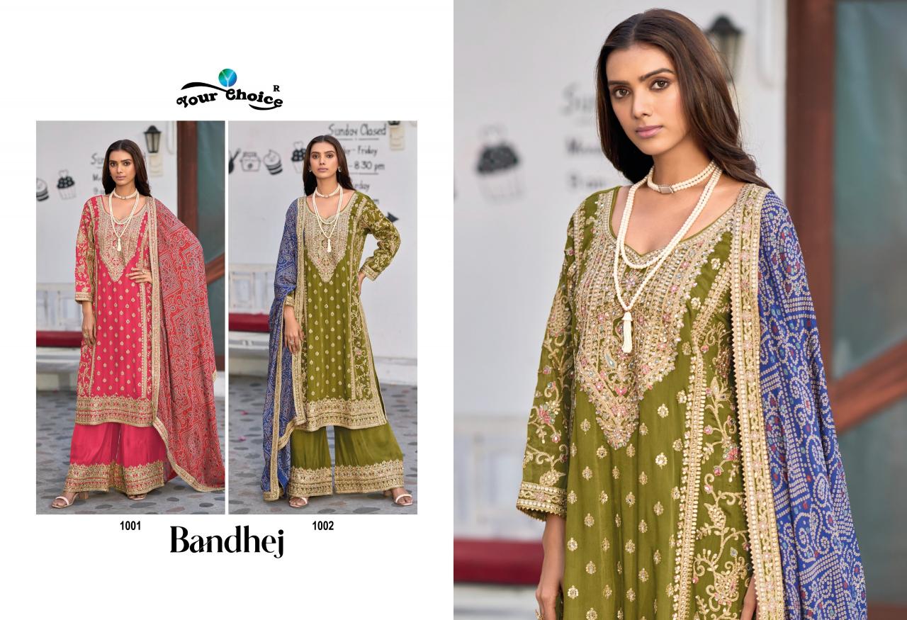 Your Choice Bandhej Designer Chinon Salwar Suits Wholesale catalog