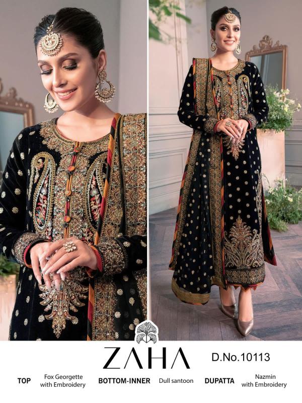 Zaha 10113 Faux Georgette Salwar Kameez wholesale catalog