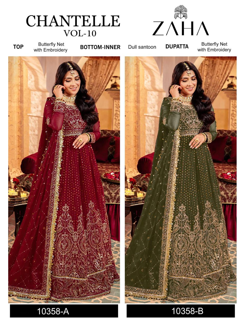 Zaha Chantelle Vol 10 A And B  Salwar Kameez wholesale catalog