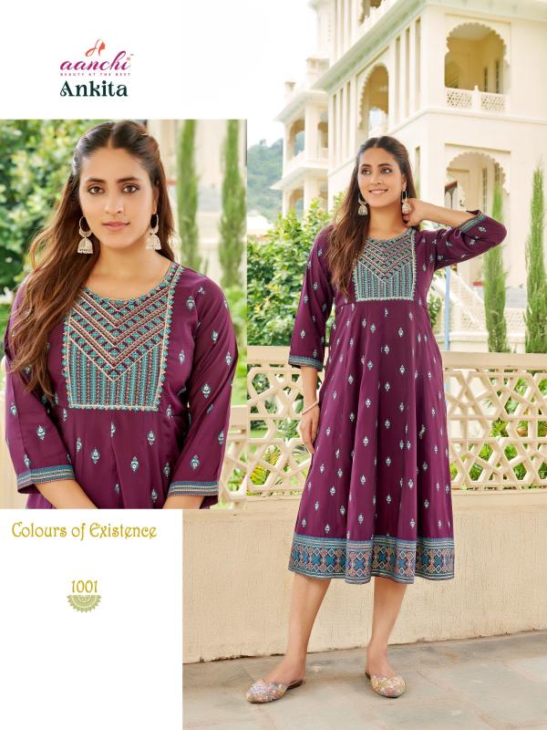 Aanchi Ankita Roman Silk Kurti Wholesale Catalog