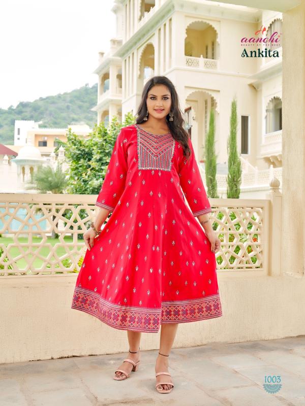 Aanchi Ankita Roman Silk Kurti Wholesale Catalog