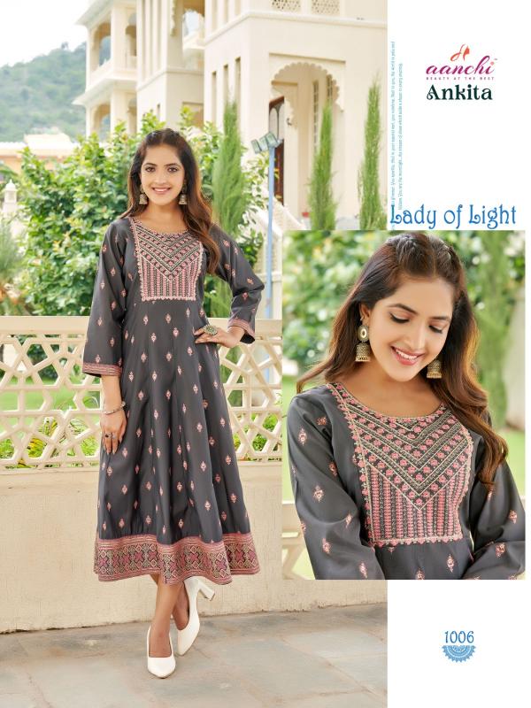 Aanchi Ankita Roman Silk Kurti Wholesale Catalog