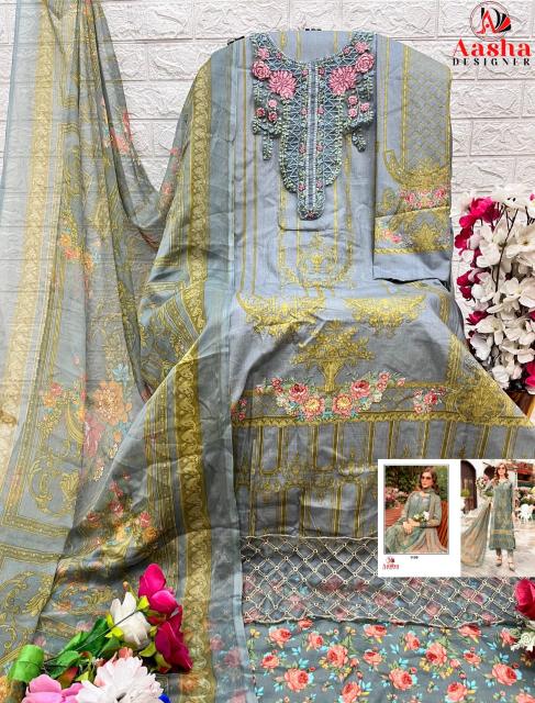 Aasha 1100 Chiffon Dupatta Pakistani Suits Wholesale Catalog