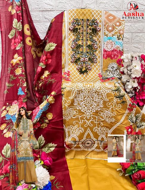 Aasha 1108 Cotton Dupatta Salwar Kameez Wholesale catalog