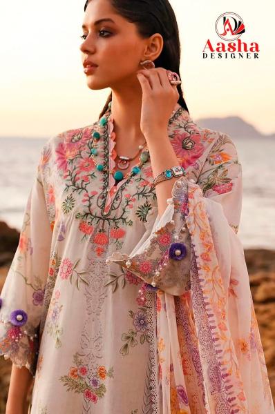 Aasha 1124 Cotton Dupatta Pakistani suit wholesale catalog