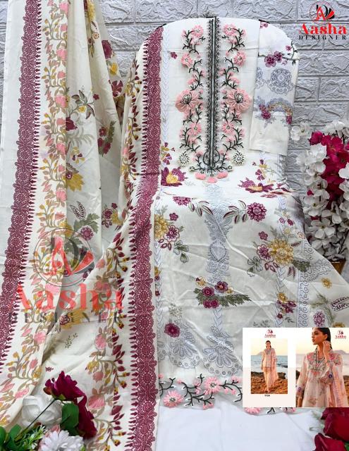 Aasha 1124 Cotton Dupatta Pakistani suit wholesale catalog