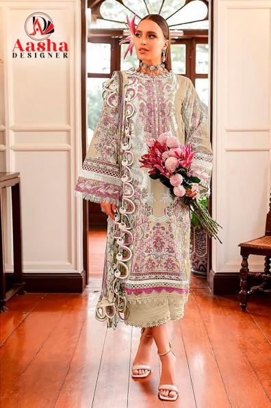 Aasha Queen Court Vol 9 Chiffon Dupatta Pakistani Suit Wholesale Catalog