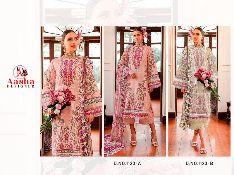 Aasha Queen Court Vol 9 Chiffon Dupatta Pakistani Suit Wholesale Catalog
