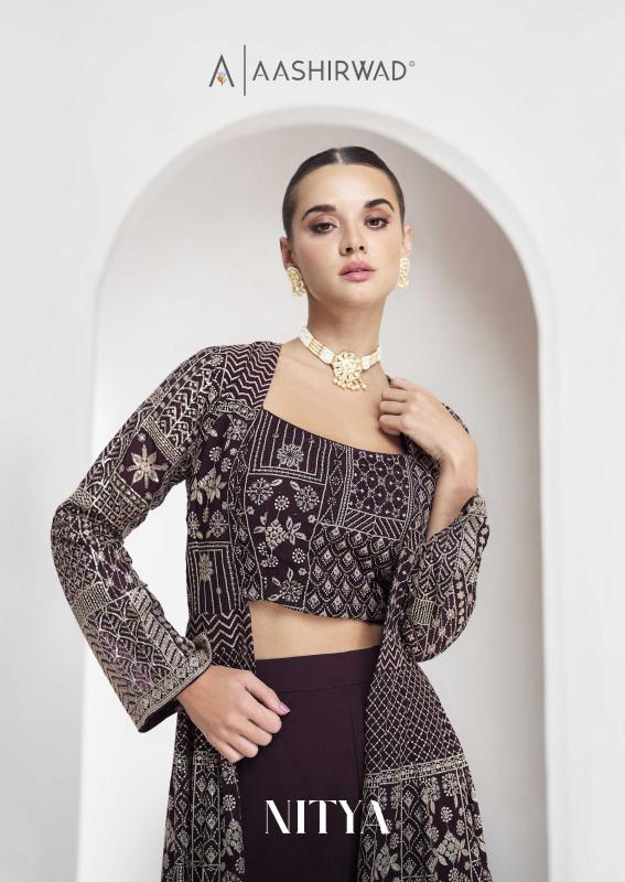 Aashirwad Nitya Georgette Fancy Indo Western Salwar Kameez Wholesale Catalog