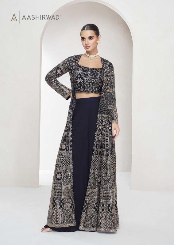 Aashirwad Nitya Georgette Fancy Indo Western Salwar Kameez Wholesale Catalog