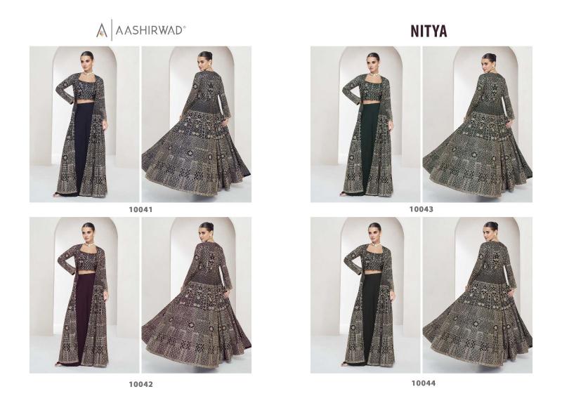 Aashirwad Nitya Georgette Fancy Indo Western Salwar Kameez Wholesale Catalog