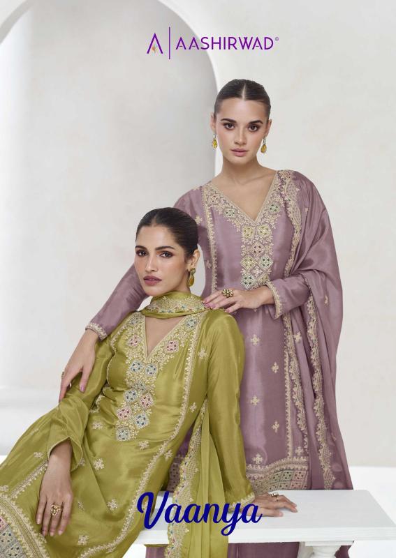 Aashirwad Vaanya Chinon Silk Designer Salwar Kameez Wholesale Catalog