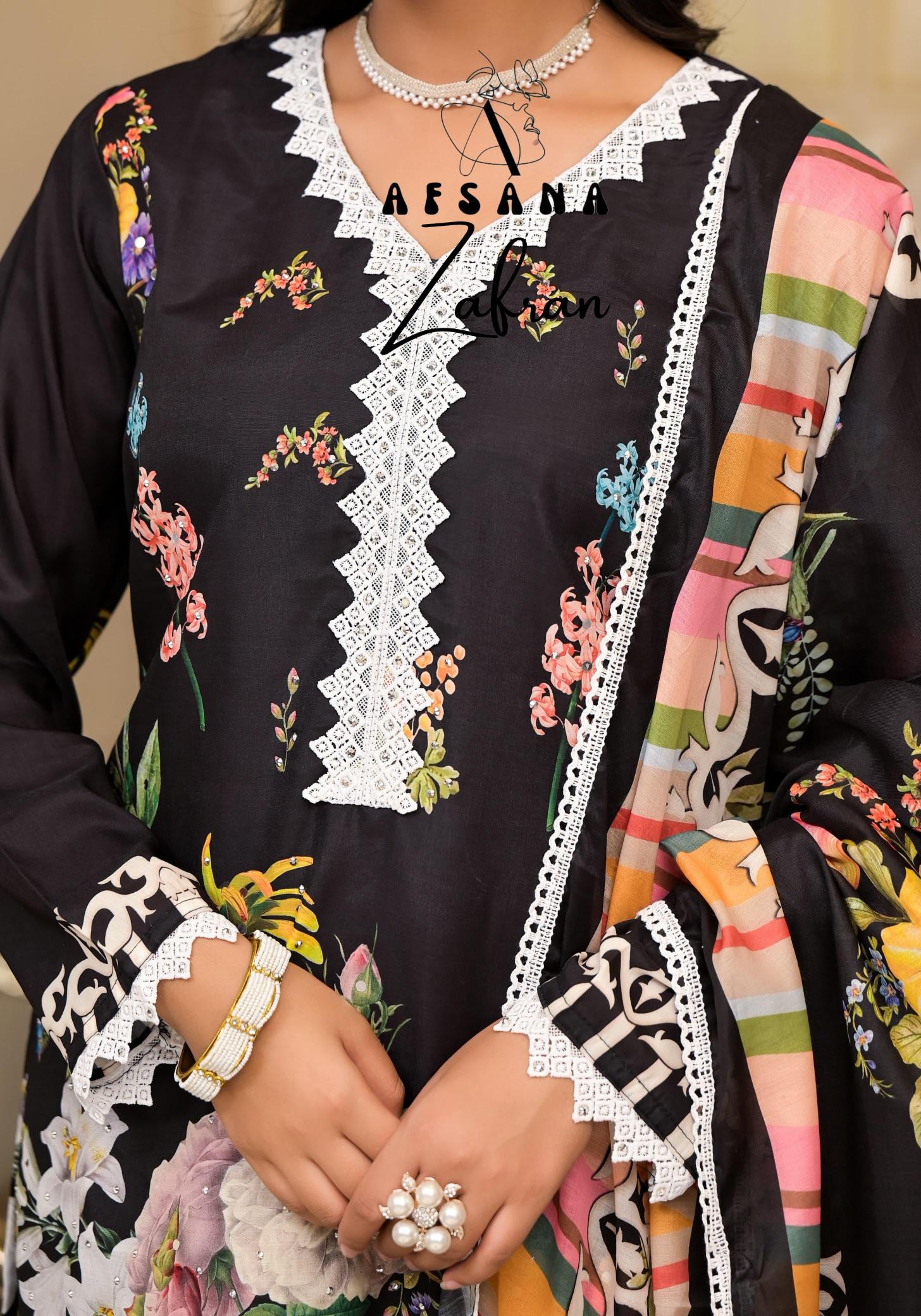 Afsana Zafran Muslin Ready Made Salwar Kameez Wholesale Catalog