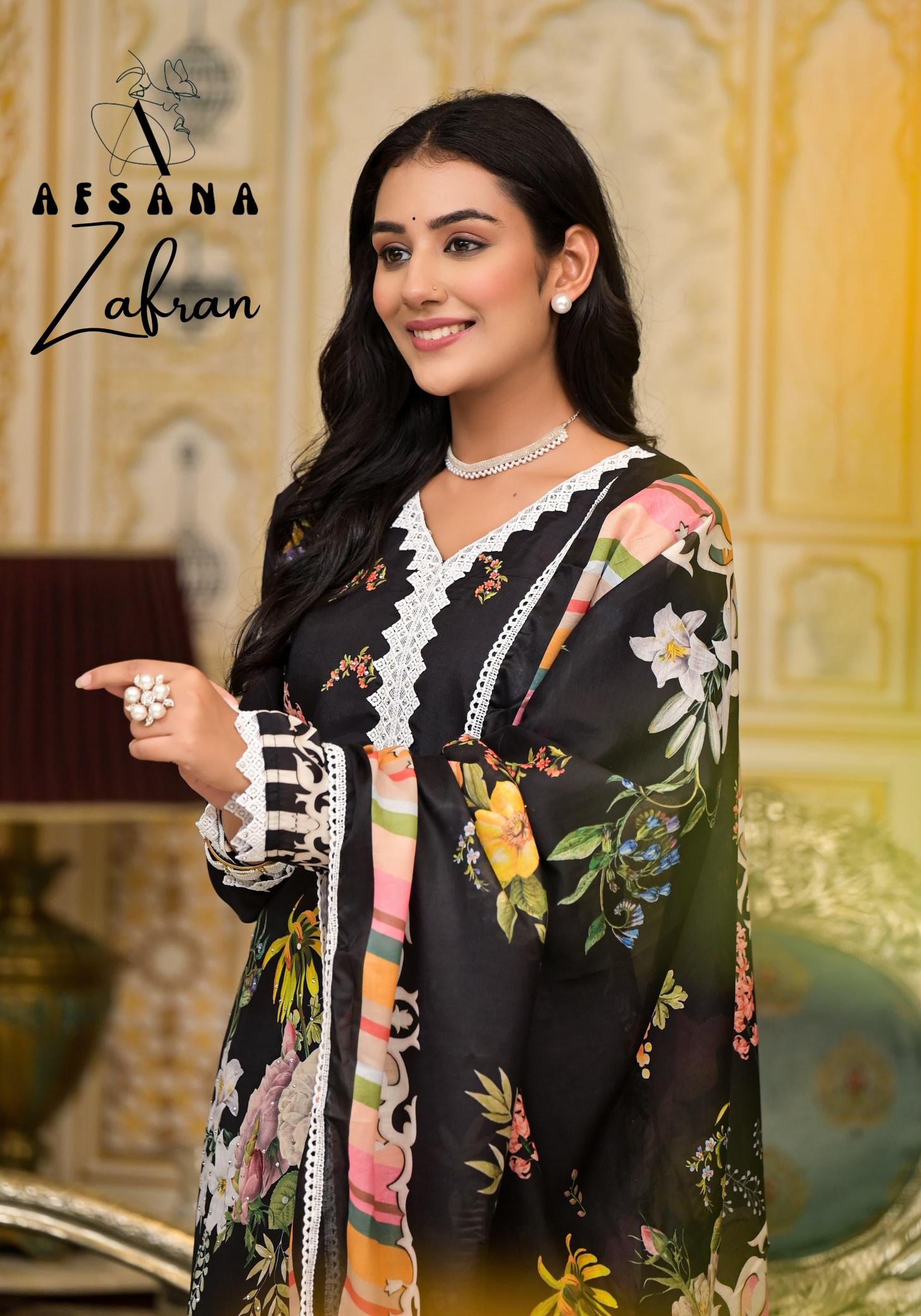 Afsana Zafran Muslin Ready Made Salwar Kameez Wholesale Catalog