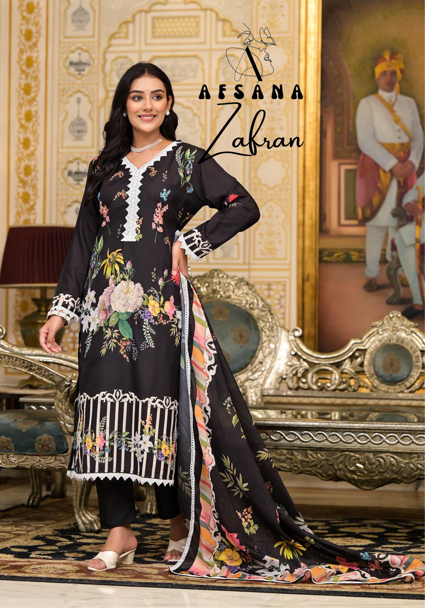 Afsana Zafran Muslin Ready Made Salwar Kameez Wholesale Catalog