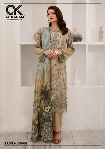Al karam Kesariya Vol 13 Cambric Cotton Dress Material  Wholesale Catalog