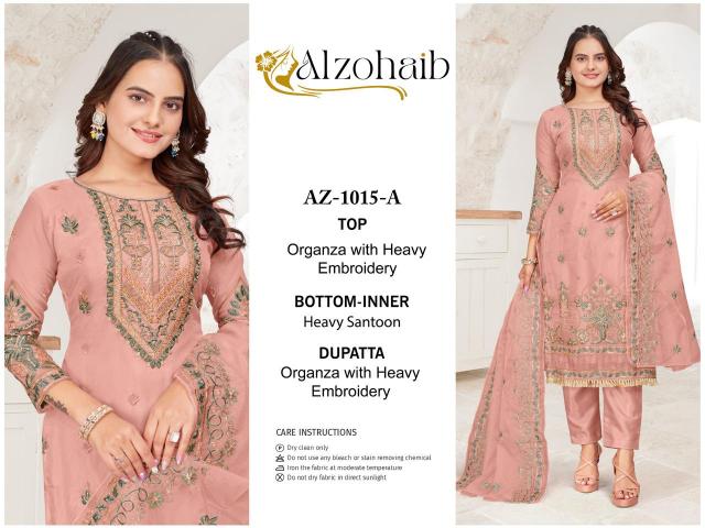 Alzohaib Az 1015 A To D Organza Pakistani Suits Wholesale Catalog