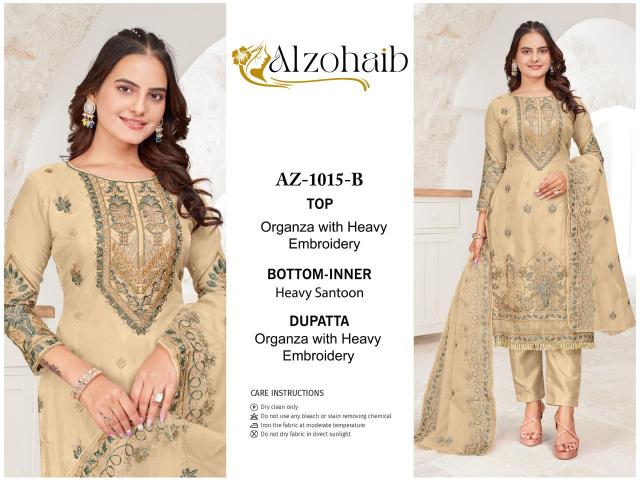 Alzohaib Az 1015 A To D Organza Pakistani Suits Wholesale Catalog