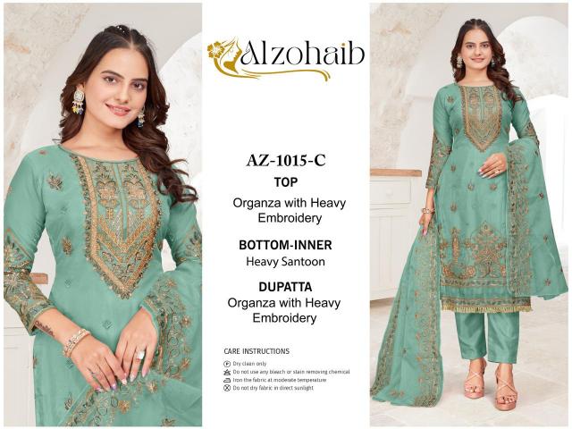 Alzohaib Az 1015 A To D Organza Pakistani Suits Wholesale Catalog