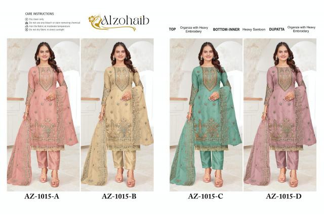 Alzohaib Az 1015 A To D Organza Pakistani Suits Wholesale Catalog