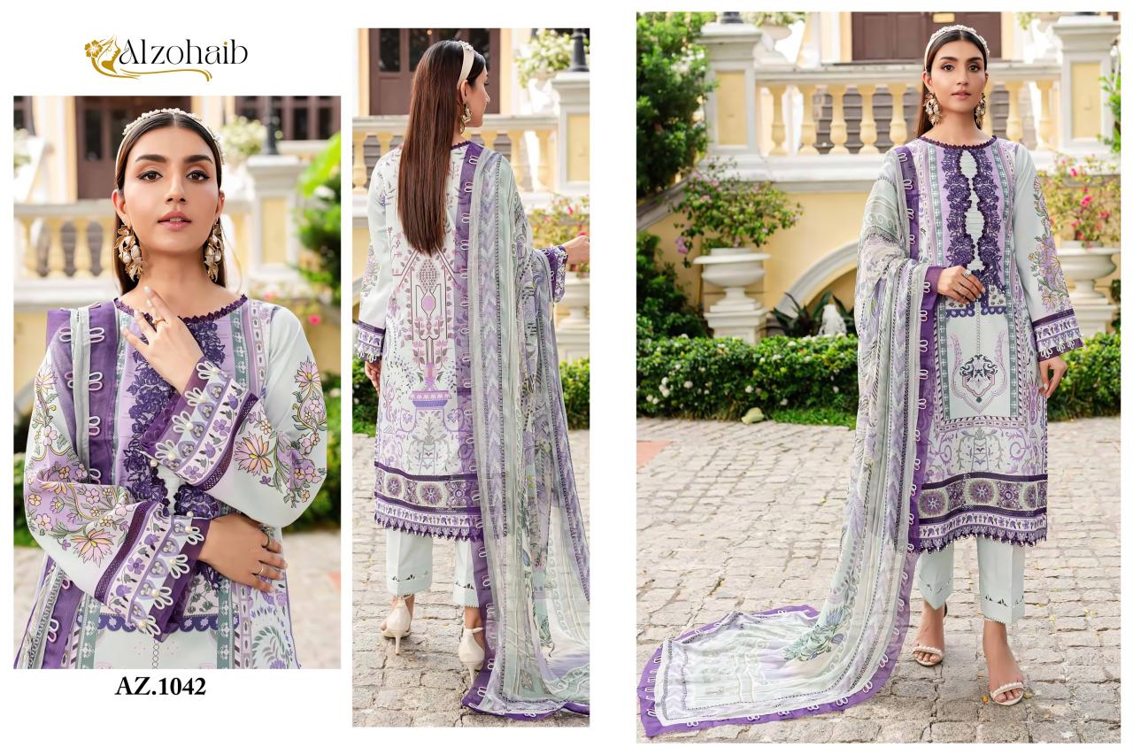 Alzohaib Queen Court Vol 2 Chiffon Dupatta Pakistani Suits Wholesale Catalog