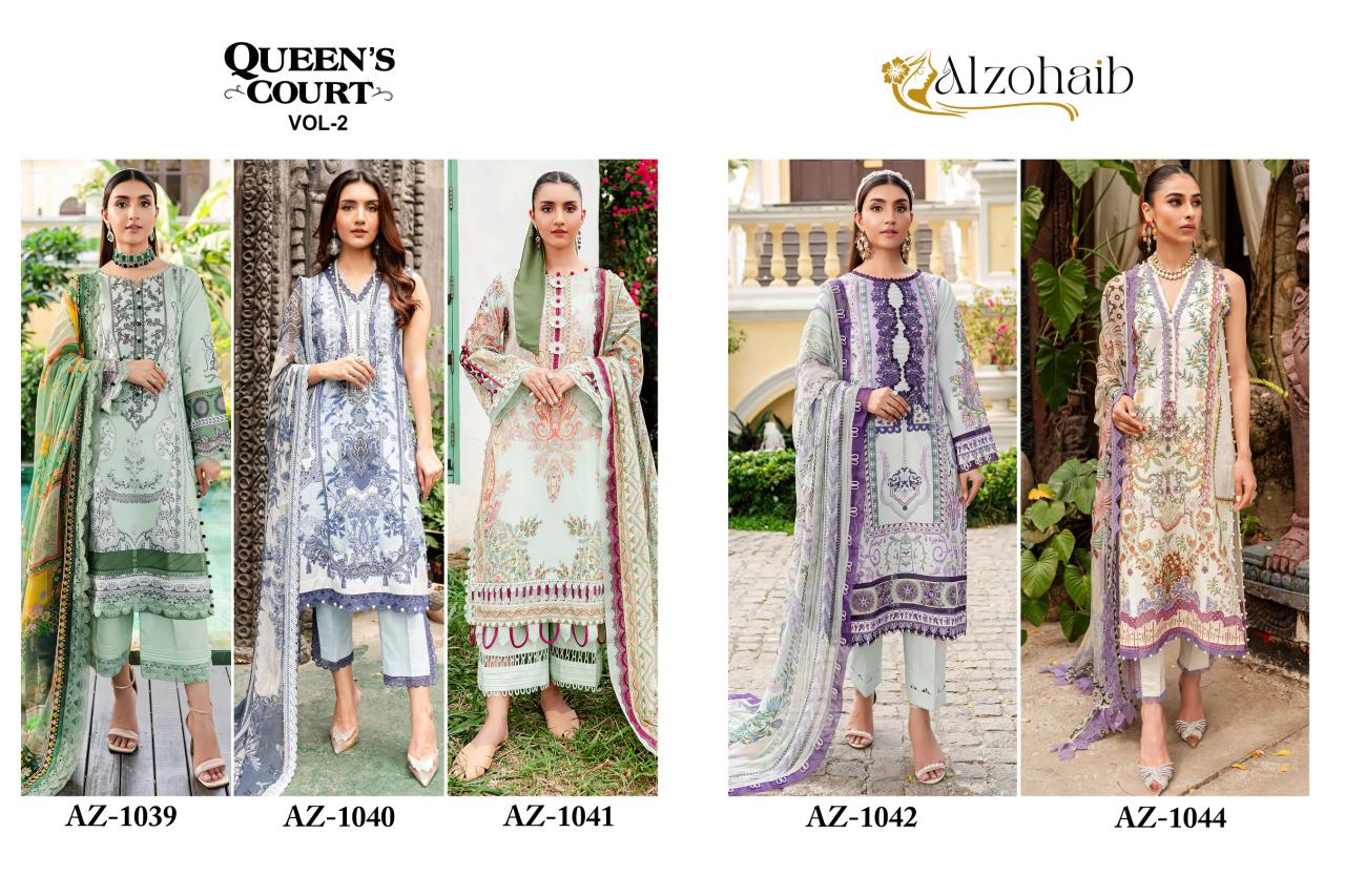 Alzohaib Queen Court Vol 2 Chiffon Dupatta Pakistani Suits Wholesale Catalog