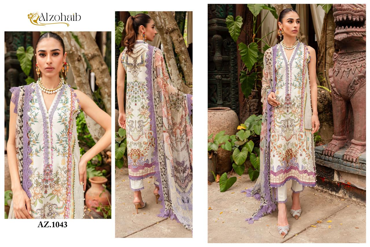 Alzohaib Queen Court Vol 2 Chiffon Dupatta Pakistani Suits Wholesale Catalog