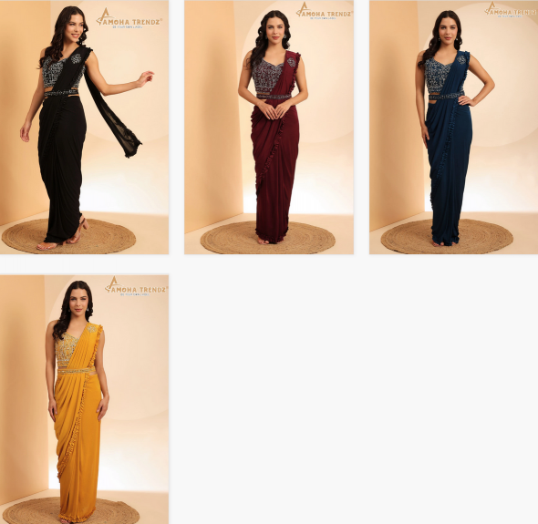 Amoha Trendz 102104 Ready To Wear Saree Wholesale Catalog