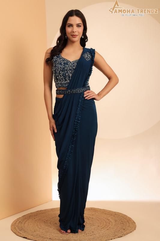 Amoha Trendz 102104 Ready To Wear Saree Wholesale Catalog