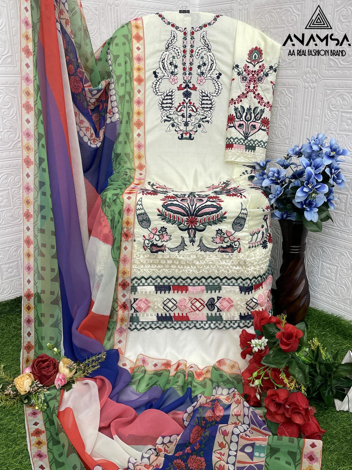 Anamsa 497 Rayon Embroidered Salwar Kameez Wholesale catalog