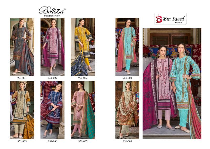 Belliza Bin Saeed Vol 6 Cotton Digital Printed Dress Material Wholesale Catalog