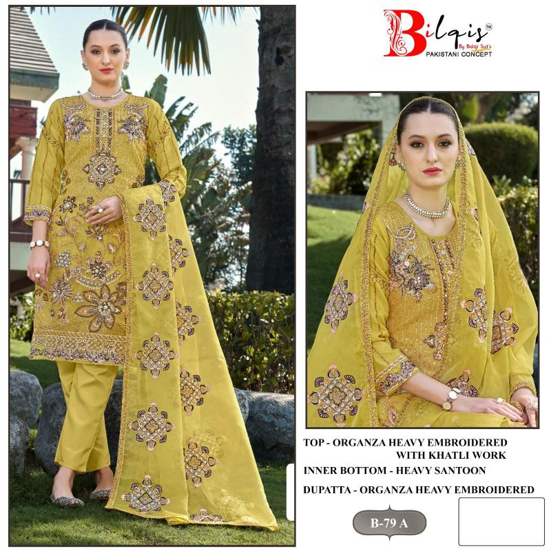 Bilqis B 79 A To D Pakistani Salwar Kameez Wholesale Catalog