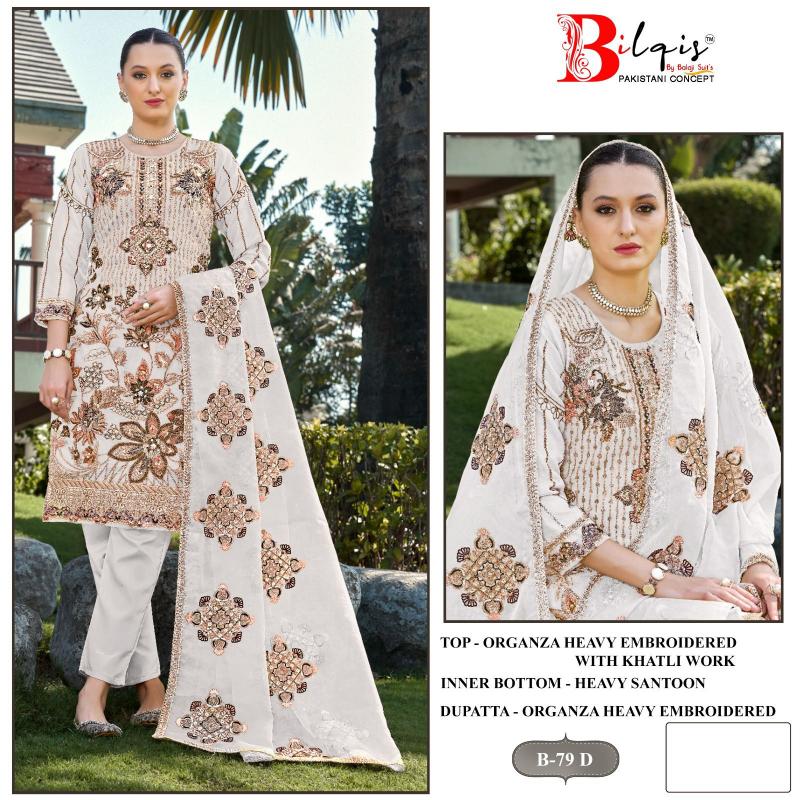 Bilqis B 79 A To D Pakistani Salwar Kameez Wholesale Catalog