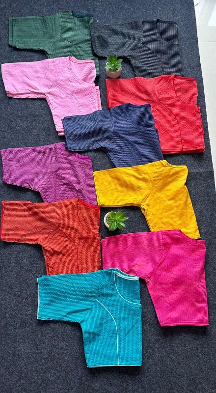 Blousewala Pure Cotton Katha work Boat Neck Blouse