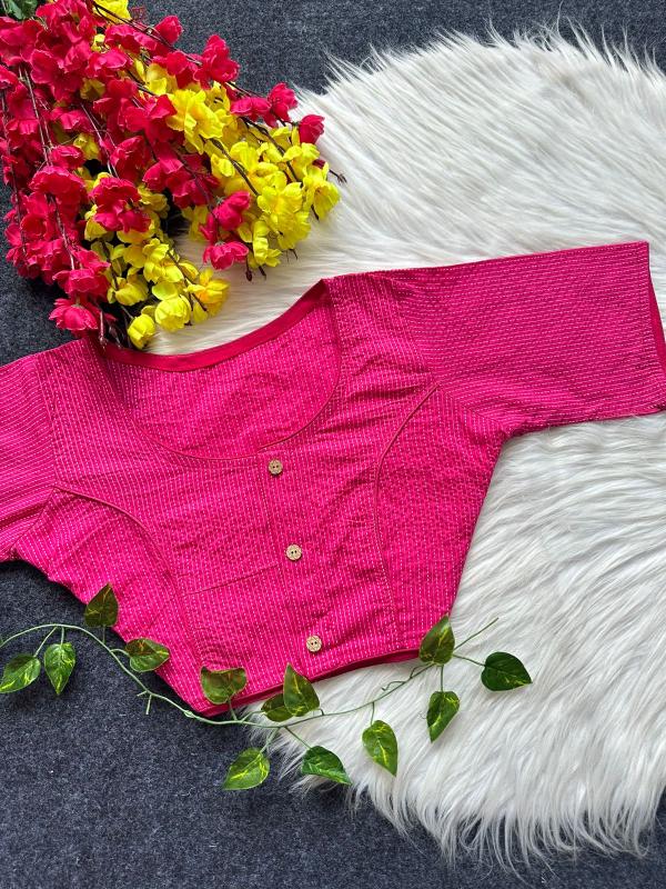Blousewala Pure Cotton Katha work Boat Neck Blouse
