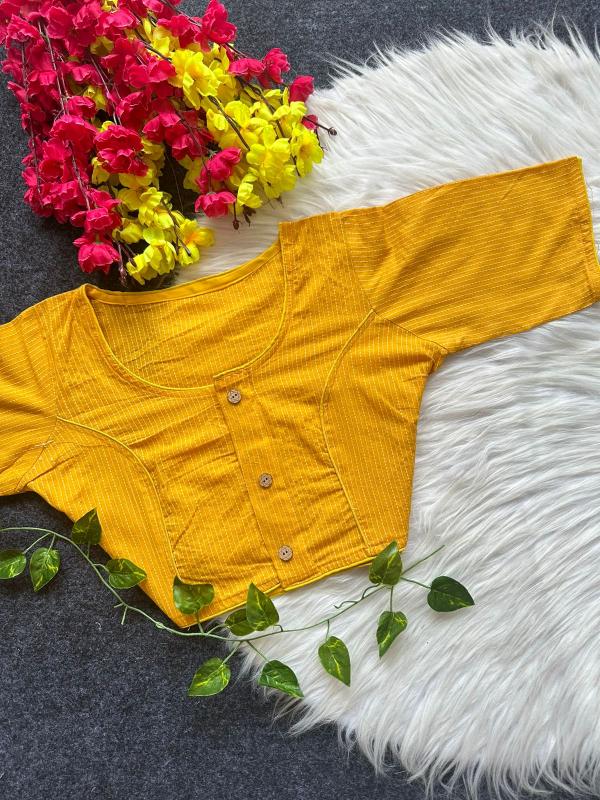 Blousewala Pure Cotton Katha work Boat Neck Blouse