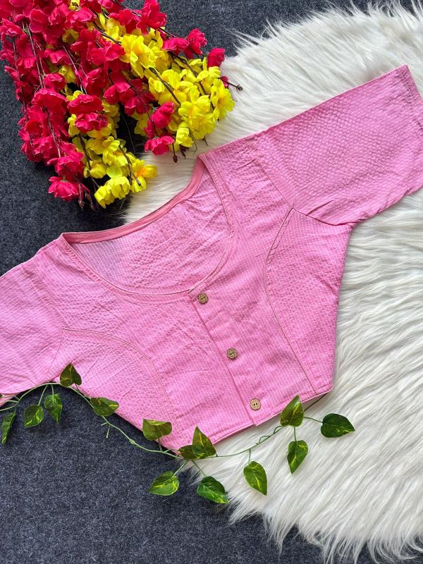 Blousewala Pure Cotton Katha work Boat Neck Blouse