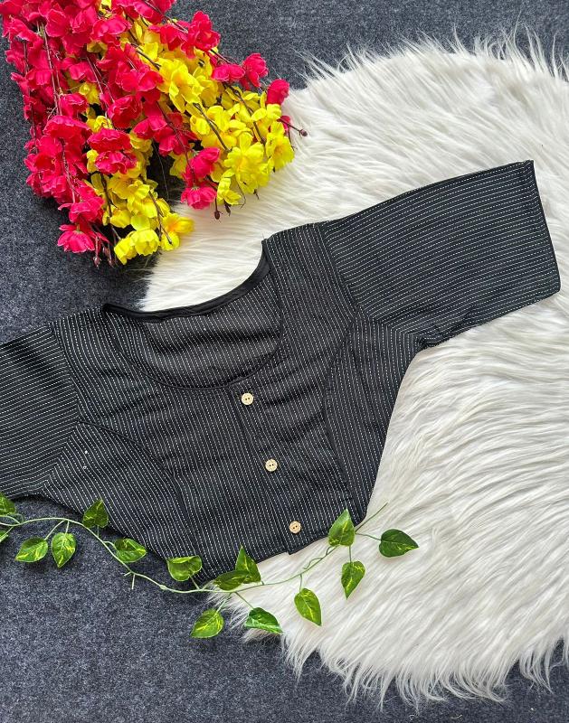 Blousewala Pure Cotton Katha work Boat Neck Blouse