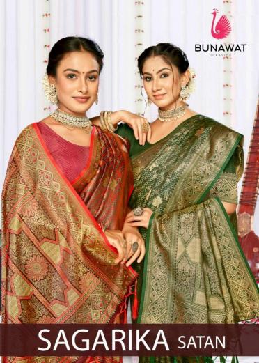 Bunawat Sagarika Satan Silk Saree Wholesale catalog