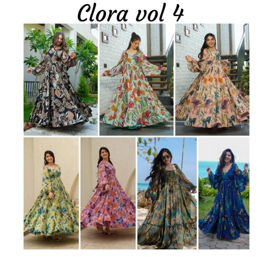 Clora vol 4 Gown Kurti Wholesale Catalog