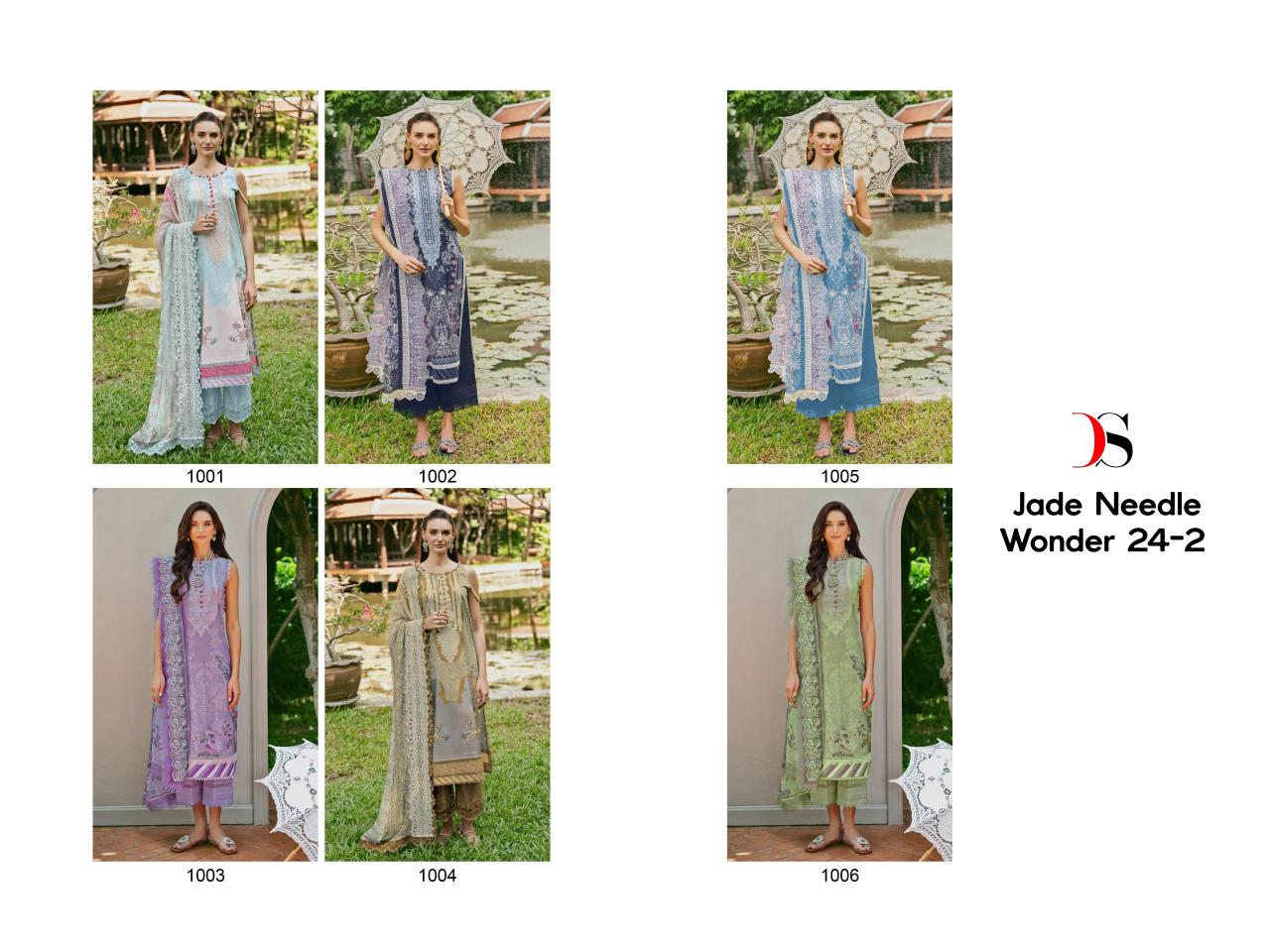 Deepsy Jade Needle Wonder 24 Vol 2 Chiffon Dupatta Pakistani Suits Wholesale Catalog