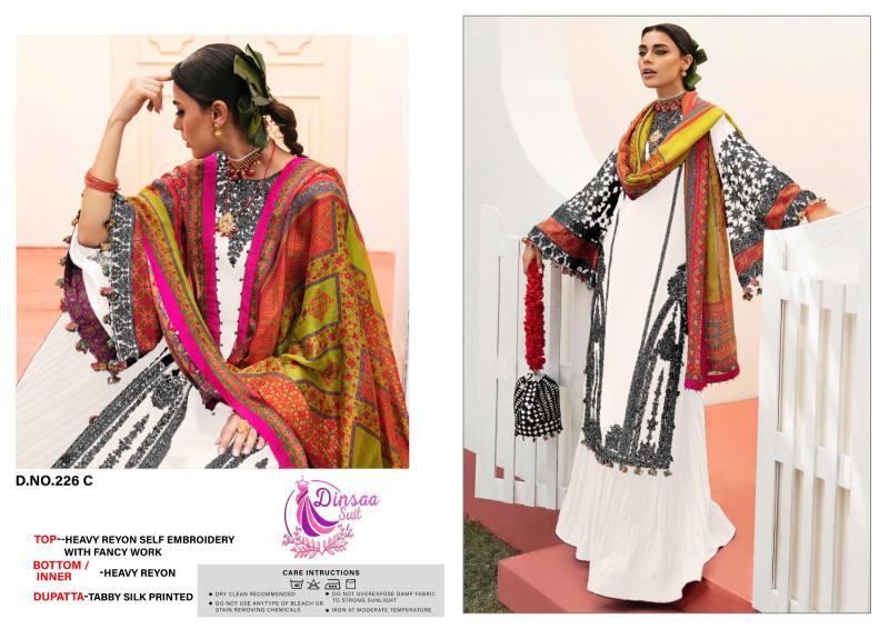 Dinsaa 226 Rayon Embroidered Salwar Kameez Wholesale Catalog