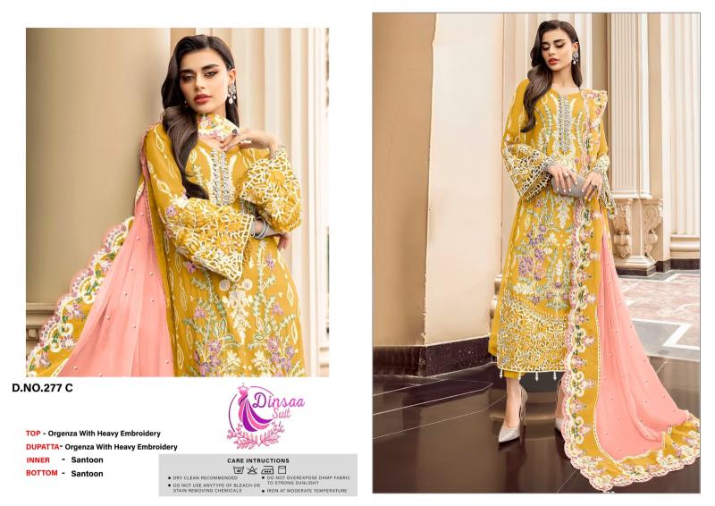Dinsaa 277 A To D Embroidered Pakistani Suits Wholesale Catalog