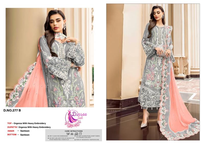 Dinsaa 277 A To D Embroidered Pakistani Suits Wholesale Catalog