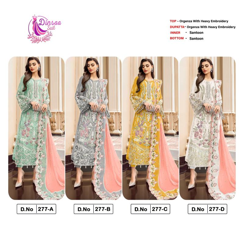 Dinsaa 277 A To D Embroidered Pakistani Suits Wholesale Catalog
