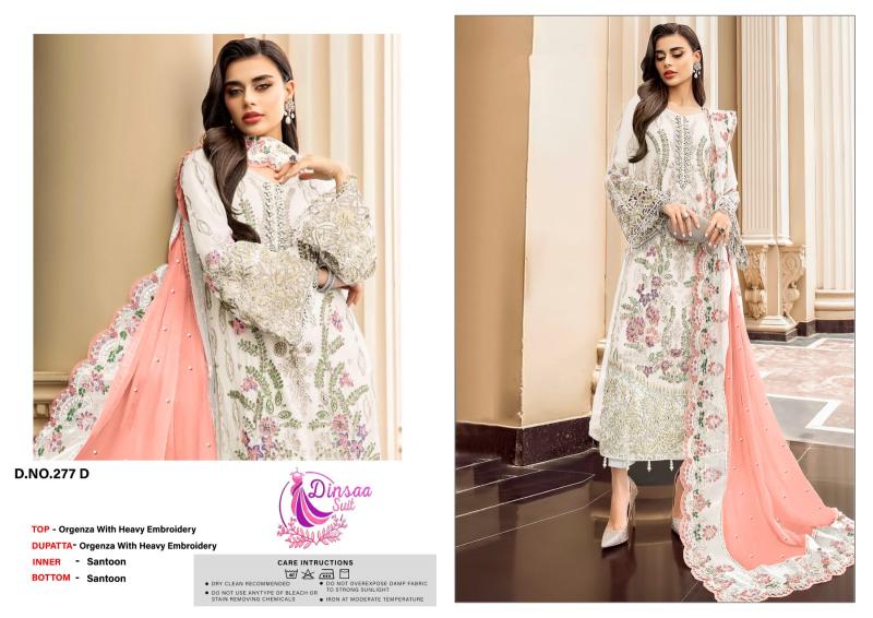 Dinsaa 277 A To D Embroidered Pakistani Suits Wholesale Catalog