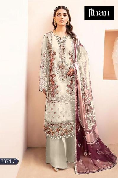 Jihan 3374 Cotton Dupatta Pakistani Suit Wholesale catalog