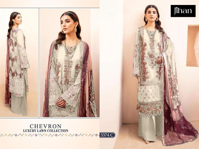Jihan 3374 Cotton Dupatta Pakistani Suit Wholesale catalog