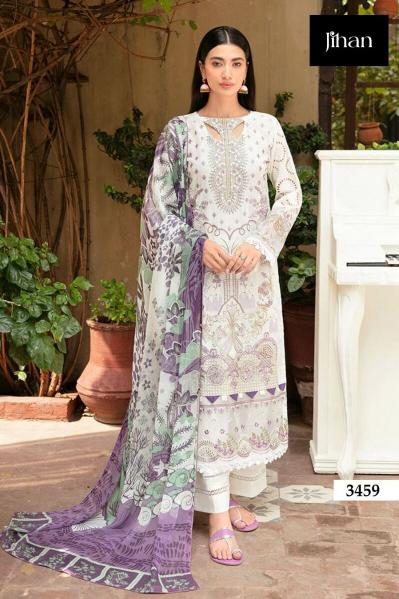 Jihan 3459 And 3460 Cotton Dupatta Pakistani Suits Wholesale Catalog